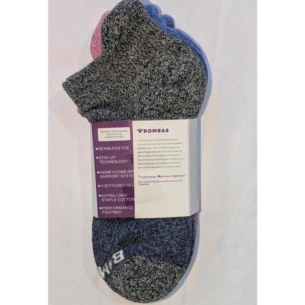 Bombas Grippers Ankle Socks 3Pack Large Multicolor Honeycomb - Picture 3 of 3